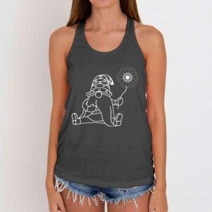 Summer Gnome With Sunflower Women's Knotted Racerback Tank