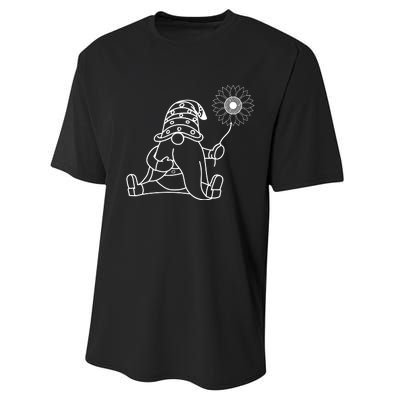 Summer Gnome With Sunflower Graphic Performance Sprint T-Shirt