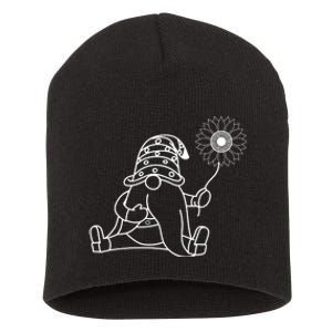 Summer Gnome With Sunflower Graphic Short Acrylic Beanie