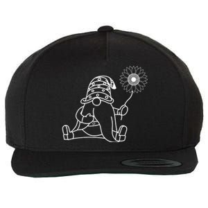 Summer Gnome With Sunflower Graphic Wool Snapback Cap