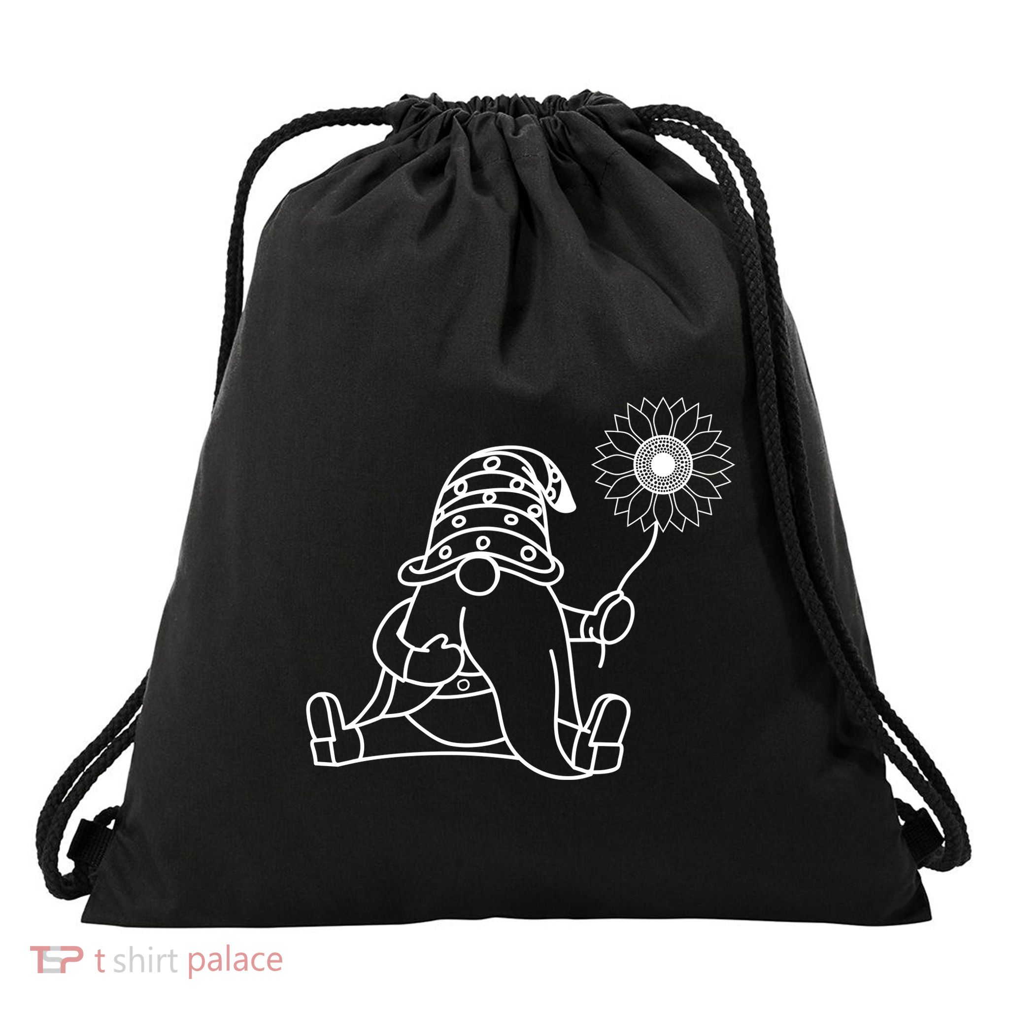 Summer Gnome With Sunflower Graphic Drawstring Bag