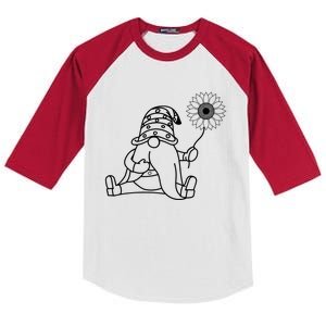 Summer Gnome With Sunflower Graphic Kids Colorblock Raglan Jersey