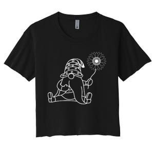 Summer Gnomes With Sunflower Graphic Women's Crop Top Tee