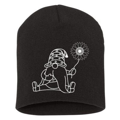 Summer Gnomes With Sunflower Graphic Short Acrylic Beanie