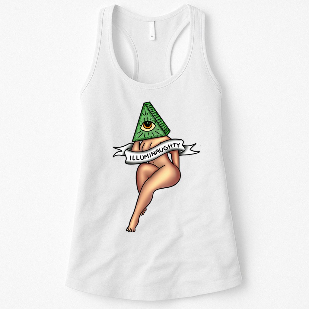 Sexy Girl X Illuminaughty X Illuminati Occult Tattoo Flash Womens Tank Top