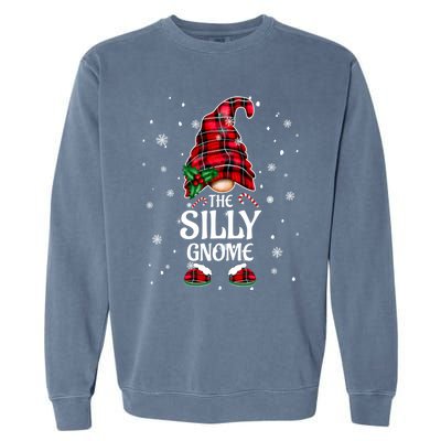 Silly Gnome Xmas Family Matching Plaid Christmas Gnomes Cool Gift Garment-Dyed Sweatshirt