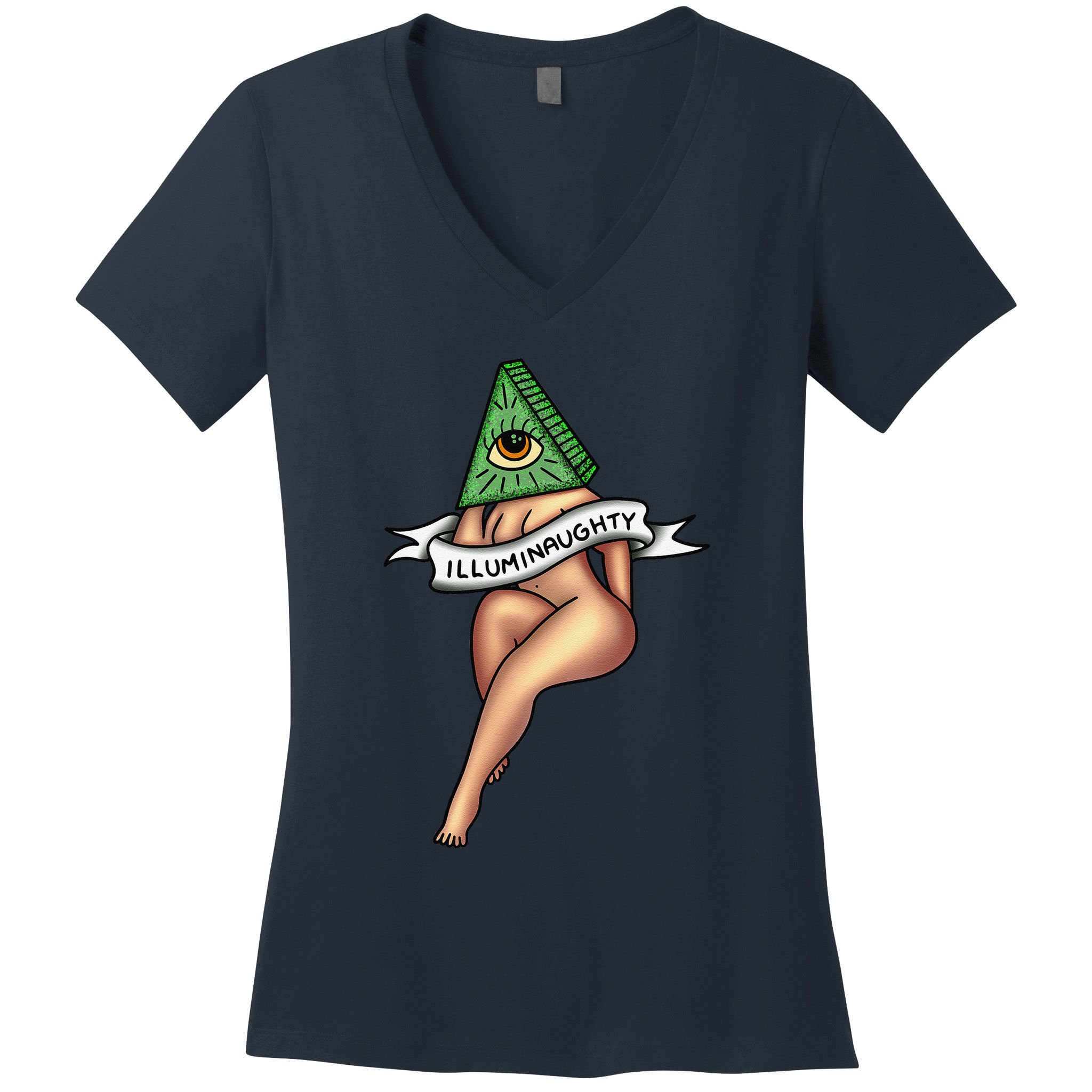 Sexy Girl X Illuminaughty X Illuminati Occult Tattoo Flash Women's V-Neck T-Shirt