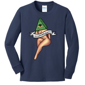 Sexy Girl X Illuminaughty X Illuminati Occult Tattoo Flash Kids Long Sleeve Shirt