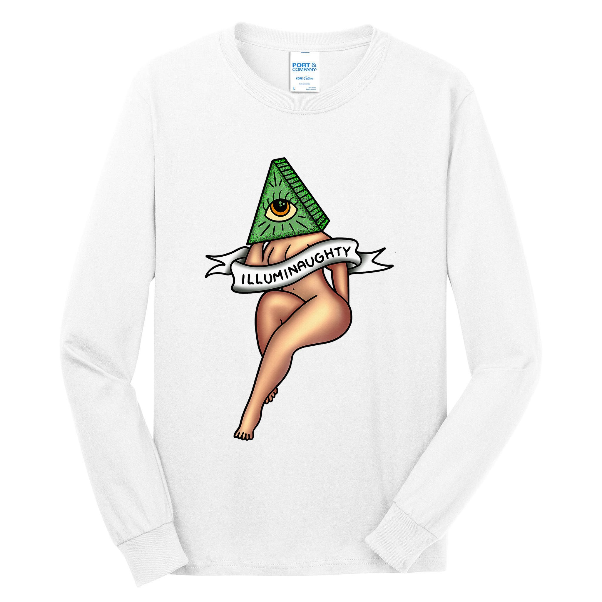 Sexy Girl X Illuminaughty X Illuminati Occult Tattoo Flash Tall Long Sleeve T-Shirt
