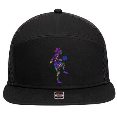 Soccer Girl Youth Women Players TShirt 7 Panel Mesh Trucker Snapback Hat