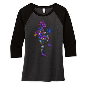 Soccer Girl Youth Women Players TShirt Women's Tri-Blend 3/4-Sleeve Raglan Shirt