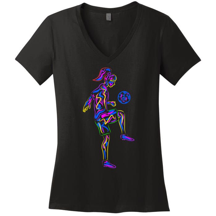 Soccer Girl Youth Women Players TShirt Women's V-Neck T-Shirt