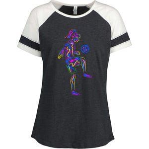 Soccer Girl Youth Women Players TShirt Enza Ladies Jersey Colorblock Tee