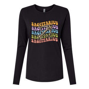 Sagittarius Gift Zodiac Birthday Retro Groovy Gift Womens Cotton Relaxed Long Sleeve T-Shirt