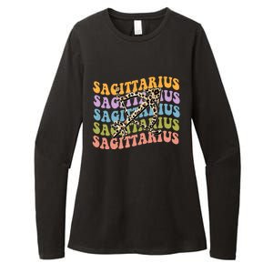 Sagittarius Gift Zodiac Birthday Retro Groovy Gift Womens CVC Long Sleeve Shirt