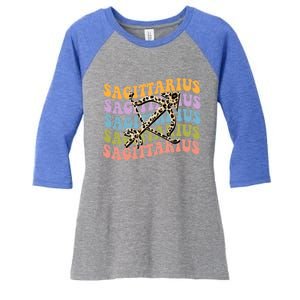 Sagittarius Gift Zodiac Birthday Retro Groovy Gift Women's Tri-Blend 3/4-Sleeve Raglan Shirt