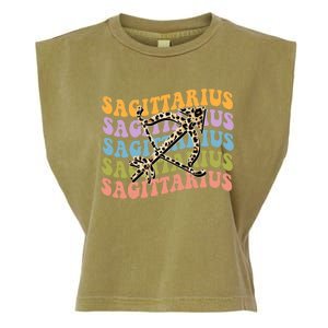 Sagittarius Gift Zodiac Birthday Retro Groovy Gift Garment-Dyed Women's Muscle Tee