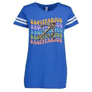 Sagittarius Gift Zodiac Birthday Retro Groovy Gift Enza Ladies Jersey Football T-Shirt