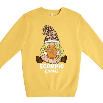 Scorpio Gnome Zodiac Sign Leopard Print Hat Cool Gift Premium Crewneck Sweatshirt