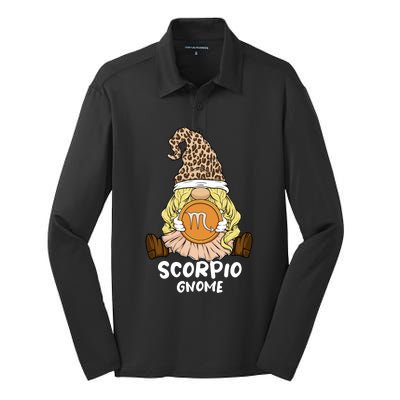 Scorpio Gnome Zodiac Sign Leopard Print Hat Cool Gift Silk Touch Performance Long Sleeve Polo