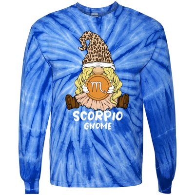 Scorpio Gnome Zodiac Sign Leopard Print Hat Cool Gift Tie-Dye Long Sleeve Shirt