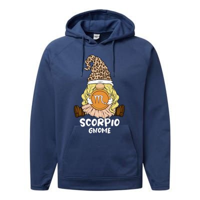 Scorpio Gnome Zodiac Sign Leopard Print Hat Cool Gift Performance Fleece Hoodie