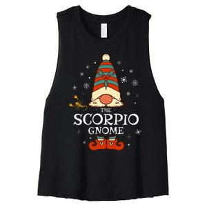 Scorpio Gnome Zodiac Sign Christmas Astrology Horoscope Women's Racerback Cropped Tank