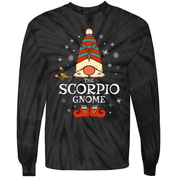 Scorpio Gnome Zodiac Sign Christmas Astrology Horoscope Tie-Dye Long Sleeve Shirt