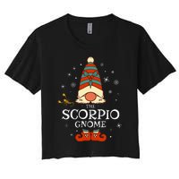 Scorpio Gnome Zodiac Sign Christmas Astrology Horoscope Women's Crop Top Tee