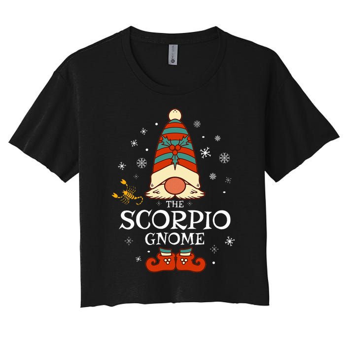 Scorpio Gnome Zodiac Sign Christmas Astrology Horoscope Women's Crop Top Tee