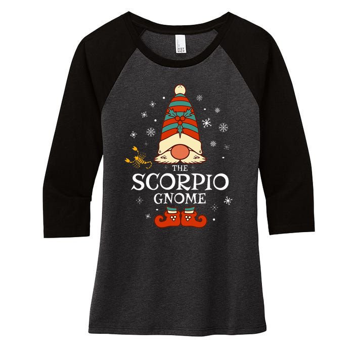 Scorpio Gnome Zodiac Sign Christmas Astrology Horoscope Women's Tri-Blend 3/4-Sleeve Raglan Shirt