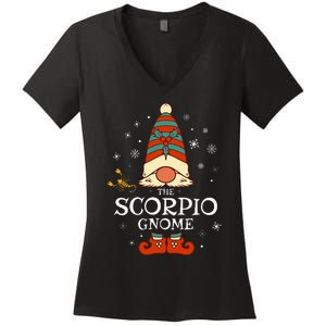 Scorpio Gnome Zodiac Sign Christmas Astrology Horoscope Women's V-Neck T-Shirt