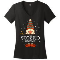 Scorpio Gnome Zodiac Sign Christmas Astrology Horoscope Women's V-Neck T-Shirt