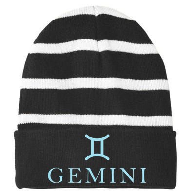 Sign Gemini Zodiac Striped Beanie with Solid Band