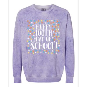 Stars Happy 100th Day Of School Math Counting To 100 Teacher Gift Colorblast Crewneck Sweatshirt