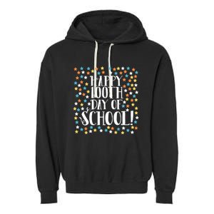 Stars Happy 100th Day Of School Math Counting To 100 Teacher Gift Garment-Dyed Fleece Hoodie