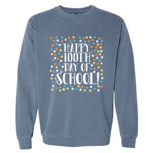 Stars Happy 100th Day Of School Math Counting To 100 Teacher Gift Garment-Dyed Sweatshirt