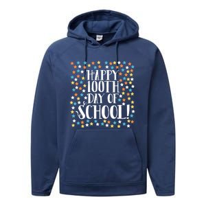 Stars Happy 100th Day Of School Math Counting To 100 Teacher Gift Performance Fleece Hoodie