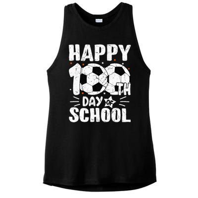 Soccer Happy 100th Day Of School Teacher Ladies PosiCharge Tri-Blend Wicking Tank