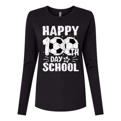 Soccer Happy 100th Day Of School Teacher Womens Cotton Relaxed Long Sleeve T-Shirt