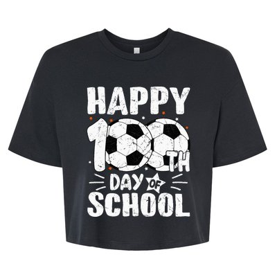 Soccer Happy 100th Day Of School Teacher Bella+Canvas Jersey Crop Tee