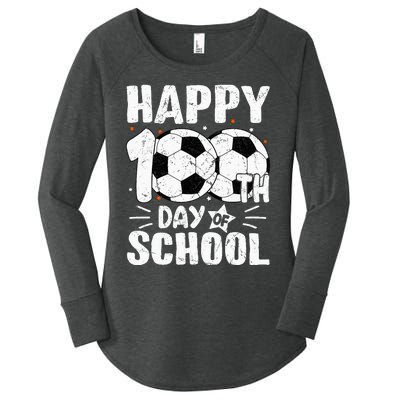 Soccer Happy 100th Day Of School Teacher Women's Perfect Tri Tunic Long Sleeve Shirt