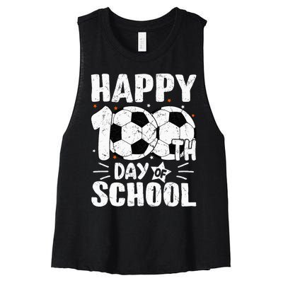 Soccer Happy 100th Day Of School Teacher Women's Racerback Cropped Tank