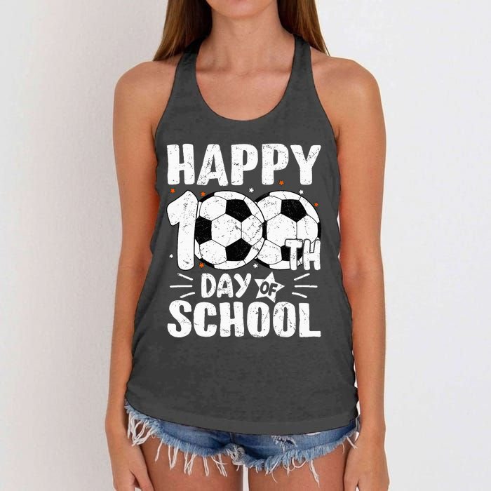 Soccer Happy 100th Day Of School Teacher Women's Knotted Racerback Tank