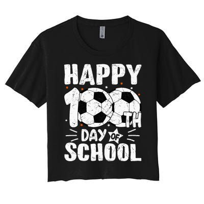 Soccer Happy 100th Day Of School Teacher Women's Crop Top Tee