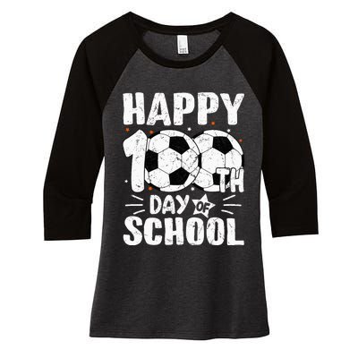 Soccer Happy 100th Day Of School Teacher Women's Tri-Blend 3/4-Sleeve Raglan Shirt