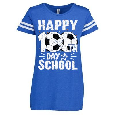 Soccer Happy 100th Day Of School Teacher Enza Ladies Jersey Football T-Shirt