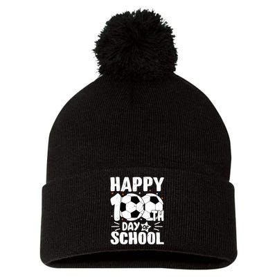 Soccer Happy 100th Day Of School Design Teacher Pom Pom 12in Knit Beanie