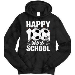 Soccer Happy 100th Day Of School Design Teacher Tie Dye Hoodie