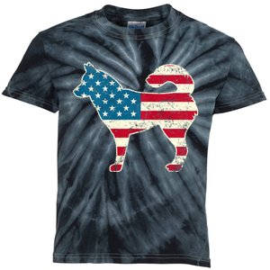 Siberian Husky 4th Of July Dog Lover American Flag Kids Tie-Dye T-Shirt